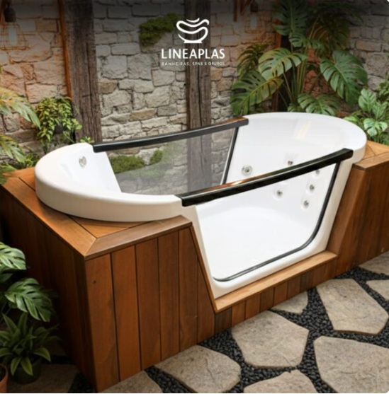 Banheira de Hidromassagem Dupla Luxo Versales em Gel Coat 2,08X0,95X0,78 Lineaplas